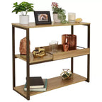 Industrial-Style, 3-Shelf Sofa Table with Removable Serving Tray - Brown - 28.25 in