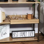 Industrial-Style, 3-Shelf Sofa Table with Removable Serving Tray - Brown - 28.25 in