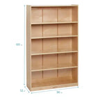 Wooden Classic Bookcase with Adjustable Shelves, 60in, Classroom Bookshelf
