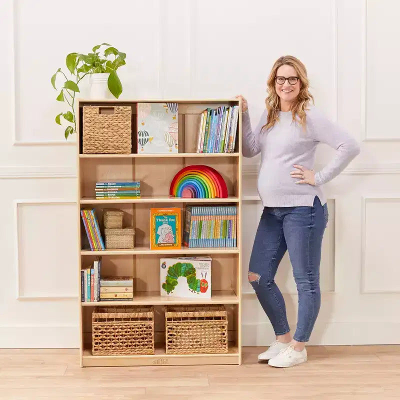 Wooden Classic Bookcase with Adjustable Shelves, 60in, Classroom Bookshelf