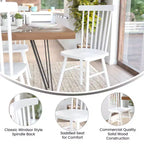 Set of 2 Commercial Grade Windsor Dining Chairs, Solid Wood Armless Spindle Back Restaurant Dining Chairs