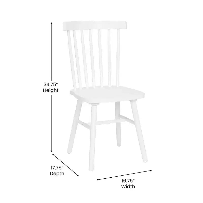 Set of 2 Commercial Grade Windsor Dining Chairs, Solid Wood Armless Spindle Back Restaurant Dining Chairs