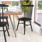 Set of 2 Commercial Grade Windsor Dining Chairs, Solid Wood Armless Spindle Back Restaurant Dining Chairs