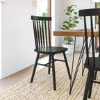 Set of 2 Commercial Grade Windsor Dining Chairs, Solid Wood Armless Spindle Back Restaurant Dining Chairs