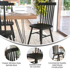 Set of 2 Commercial Grade Windsor Dining Chairs, Solid Wood Armless Spindle Back Restaurant Dining Chairs