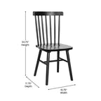 Set of 2 Commercial Grade Windsor Dining Chairs, Solid Wood Armless Spindle Back Restaurant Dining Chairs