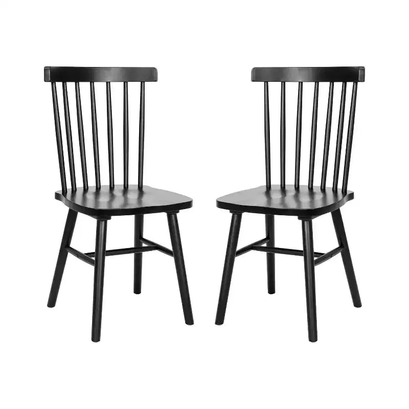 Set of 2 Commercial Grade Windsor Dining Chairs, Solid Wood Armless Spindle Back Restaurant Dining Chairs