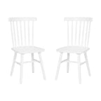 Set of 2 Commercial Grade Windsor Dining Chairs, Solid Wood Armless Spindle Back Restaurant Dining Chairs