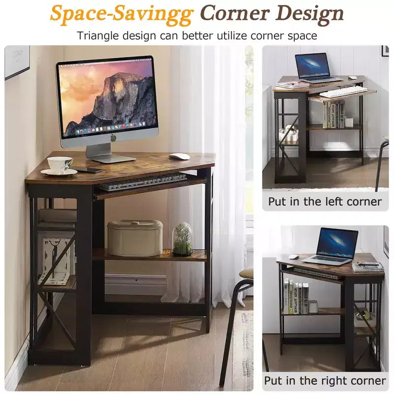 41 in Corner Computer Desk with Storage Shelves & Charging Station, Gamer Desk, Modern Computer Desk for Home Office Workstation