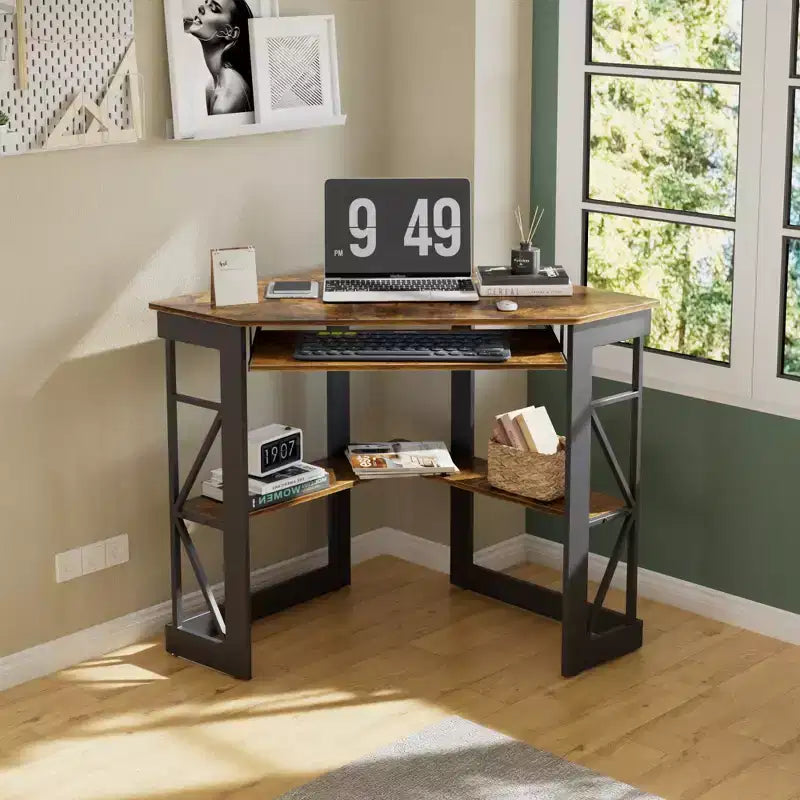 41 in Corner Computer Desk with Storage Shelves & Charging Station, Gamer Desk, Modern Computer Desk for Home Office Workstation