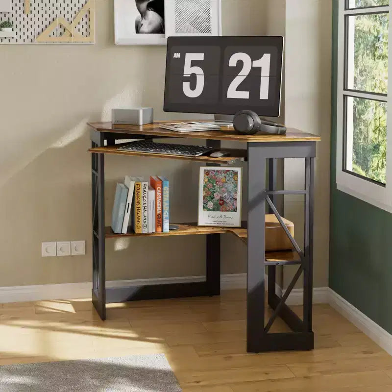 41 in Corner Computer Desk with Storage Shelves & Charging Station, Gamer Desk, Modern Computer Desk for Home Office Workstation