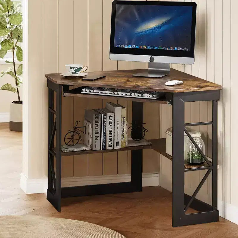 41 in Corner Computer Desk with Storage Shelves & Charging Station, Gamer Desk, Modern Computer Desk for Home Office Workstation