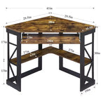 41 in Corner Computer Desk with Storage Shelves & Charging Station, Gamer Desk, Modern Computer Desk for Home Office Workstation