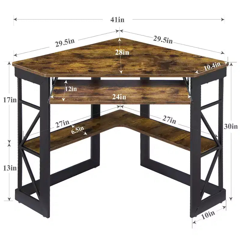 41 in Corner Computer Desk with Storage Shelves & Charging Station, Gamer Desk, Modern Computer Desk for Home Office Workstation