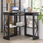 41 in Corner Computer Desk with Storage Shelves & Charging Station, Gamer Desk, Modern Computer Desk for Home Office Workstation