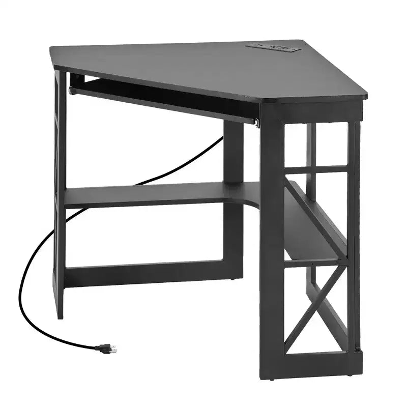 41 in Corner Computer Desk with Storage Shelves & Charging Station, Gamer Desk, Modern Computer Desk for Home Office Workstation