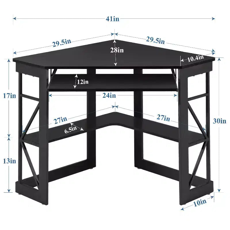 41 in Corner Computer Desk with Storage Shelves & Charging Station, Gamer Desk, Modern Computer Desk for Home Office Workstation