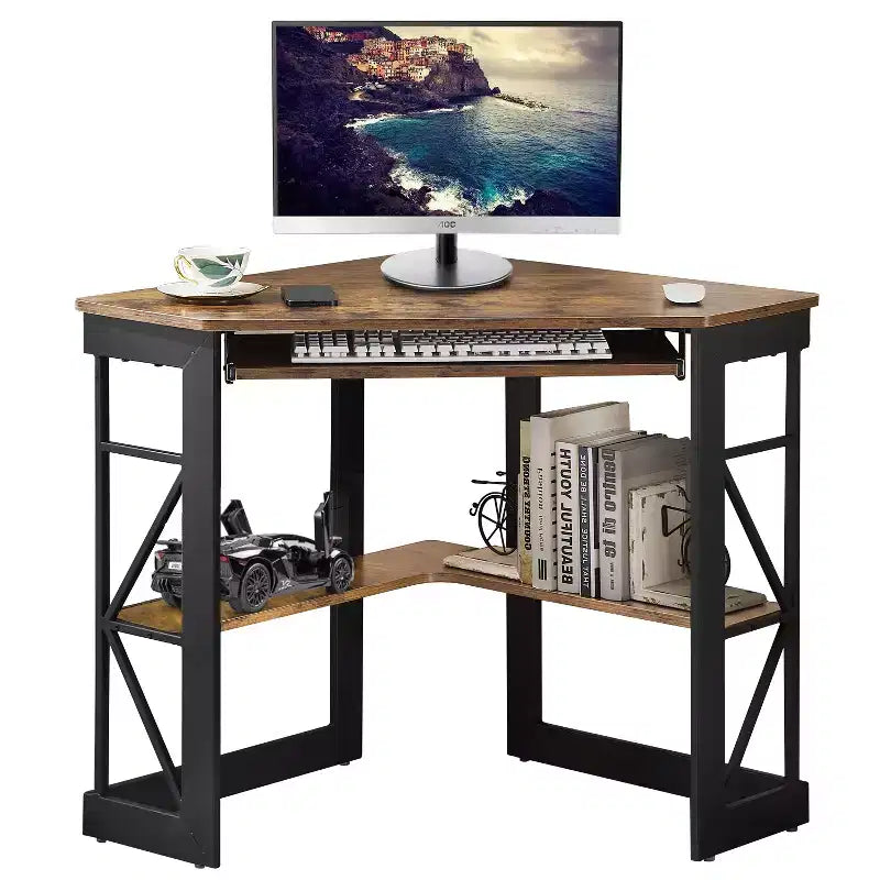 41 in Corner Computer Desk with Storage Shelves & Charging Station, Gamer Desk, Modern Computer Desk for Home Office Workstation