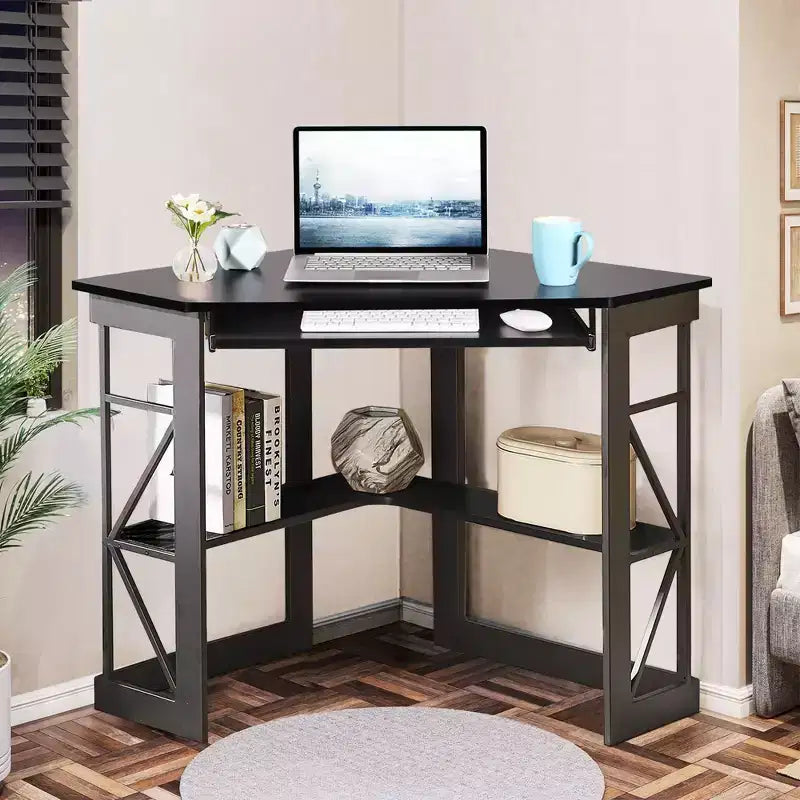 41 in Corner Computer Desk with Storage Shelves & Charging Station, Gamer Desk, Modern Computer Desk for Home Office Workstation
