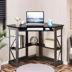 41 in Corner Computer Desk with Storage Shelves & Charging Station, Gamer Desk, Modern Computer Desk for Home Office Workstation