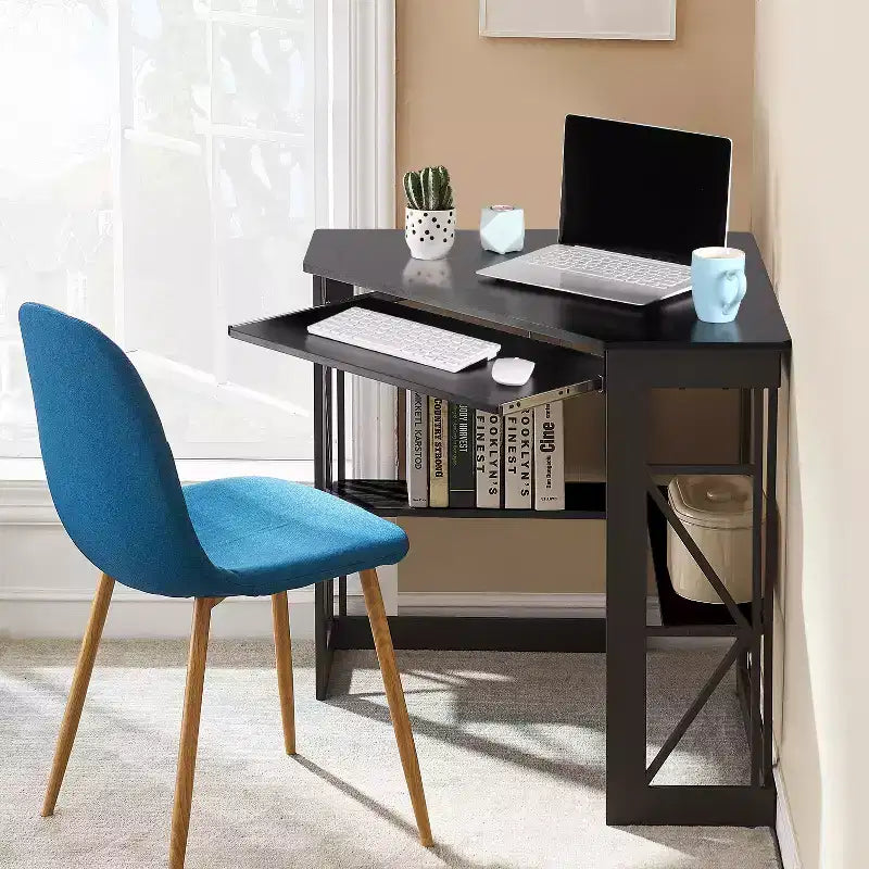 41 in Corner Computer Desk with Storage Shelves & Charging Station, Gamer Desk, Modern Computer Desk for Home Office Workstation