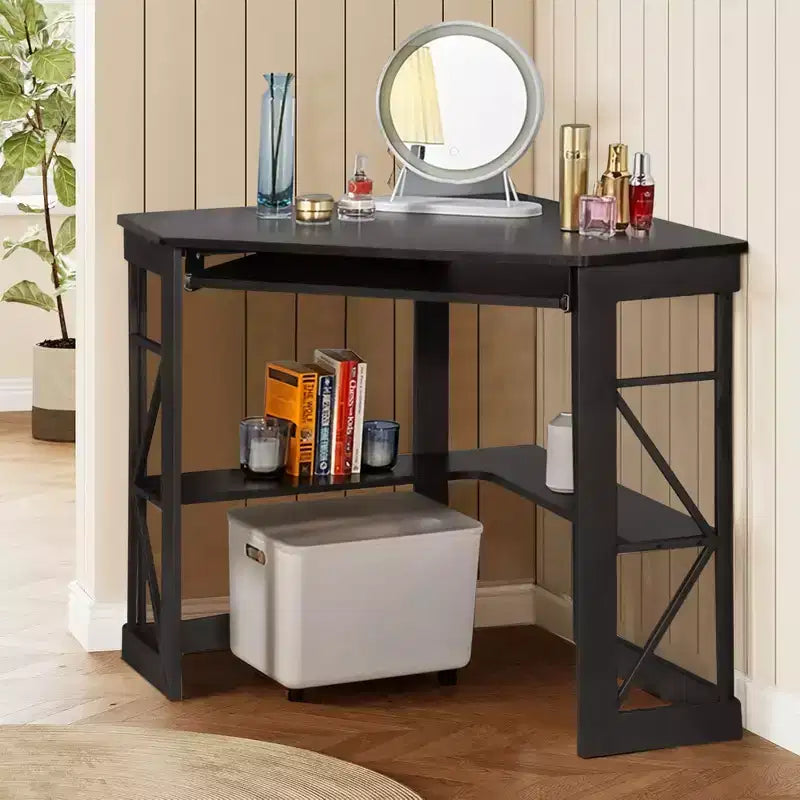 41 in Corner Computer Desk with Storage Shelves & Charging Station, Gamer Desk, Modern Computer Desk for Home Office Workstation