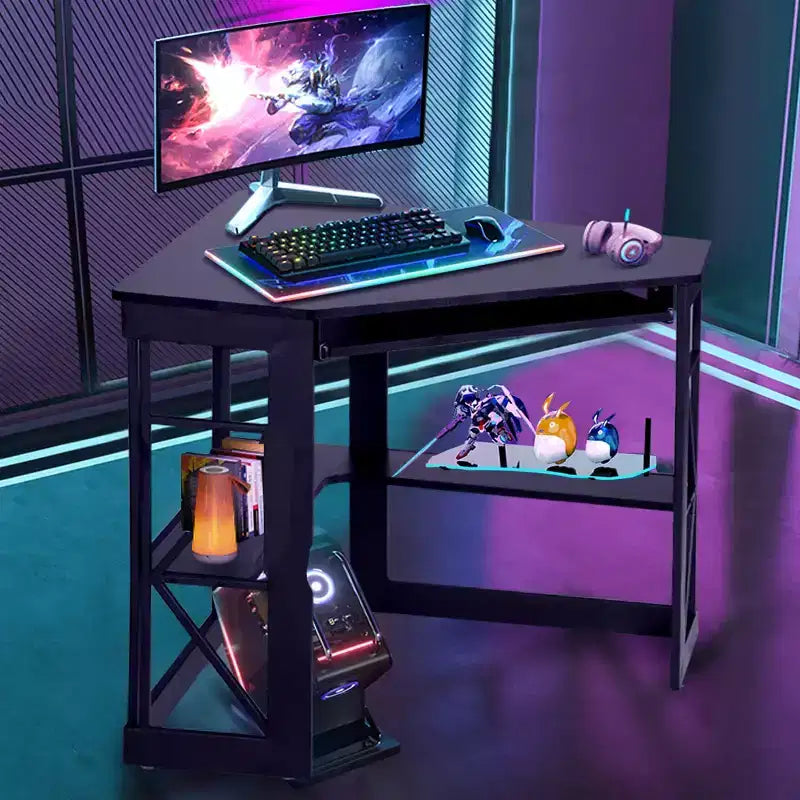 41 in Corner Computer Desk with Storage Shelves & Charging Station, Gamer Desk, Modern Computer Desk for Home Office Workstation