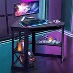 41 in Corner Computer Desk with Storage Shelves & Charging Station, Gamer Desk, Modern Computer Desk for Home Office Workstation