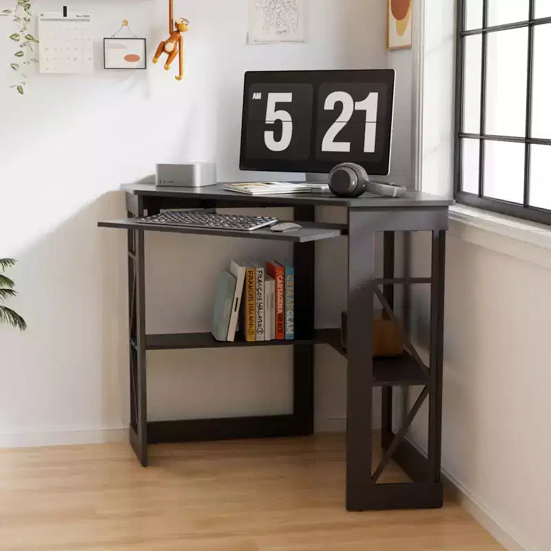 41 in Corner Computer Desk with Storage Shelves & Charging Station, Gamer Desk, Modern Computer Desk for Home Office Workstation