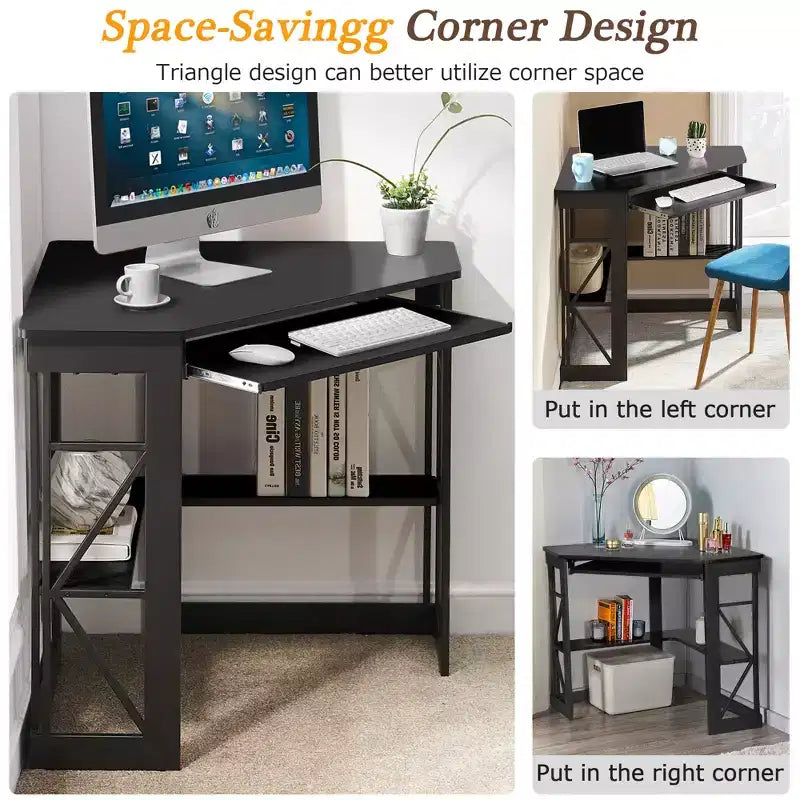41 in Corner Computer Desk with Storage Shelves & Charging Station, Gamer Desk, Modern Computer Desk for Home Office Workstation