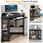 41 in Corner Computer Desk with Storage Shelves & Charging Station, Gamer Desk, Modern Computer Desk for Home Office Workstation