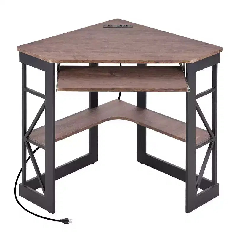 41 in Corner Computer Desk with Storage Shelves & Charging Station, Gamer Desk, Modern Computer Desk for Home Office Workstation