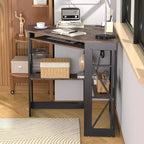 41 in Corner Computer Desk with Storage Shelves & Charging Station, Gamer Desk, Modern Computer Desk for Home Office Workstation