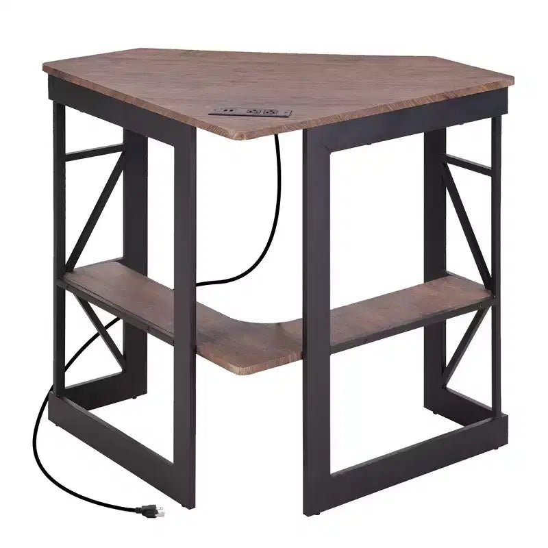 41 in Corner Computer Desk with Storage Shelves & Charging Station, Gamer Desk, Modern Computer Desk for Home Office Workstation