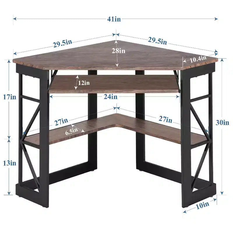 41 in Corner Computer Desk with Storage Shelves & Charging Station, Gamer Desk, Modern Computer Desk for Home Office Workstation