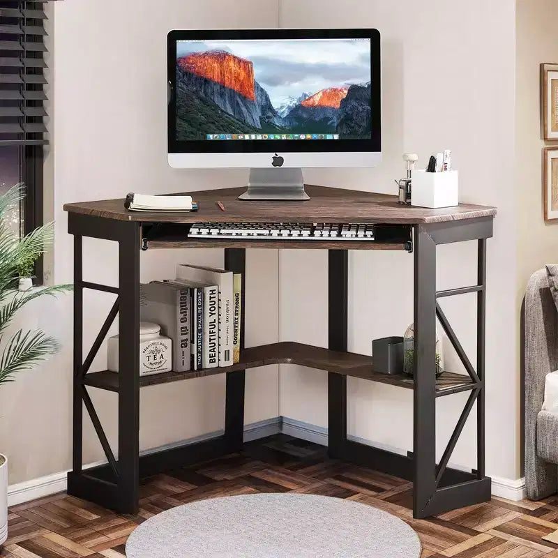 41 in Corner Computer Desk with Storage Shelves & Charging Station, Gamer Desk, Modern Computer Desk for Home Office Workstation