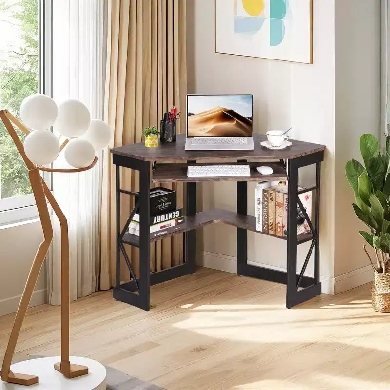 41 in Corner Computer Desk with Storage Shelves & Charging Station, Gamer Desk, Modern Computer Desk for Home Office Workstation