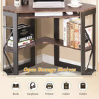 41 in Corner Computer Desk with Storage Shelves & Charging Station, Gamer Desk, Modern Computer Desk for Home Office Workstation