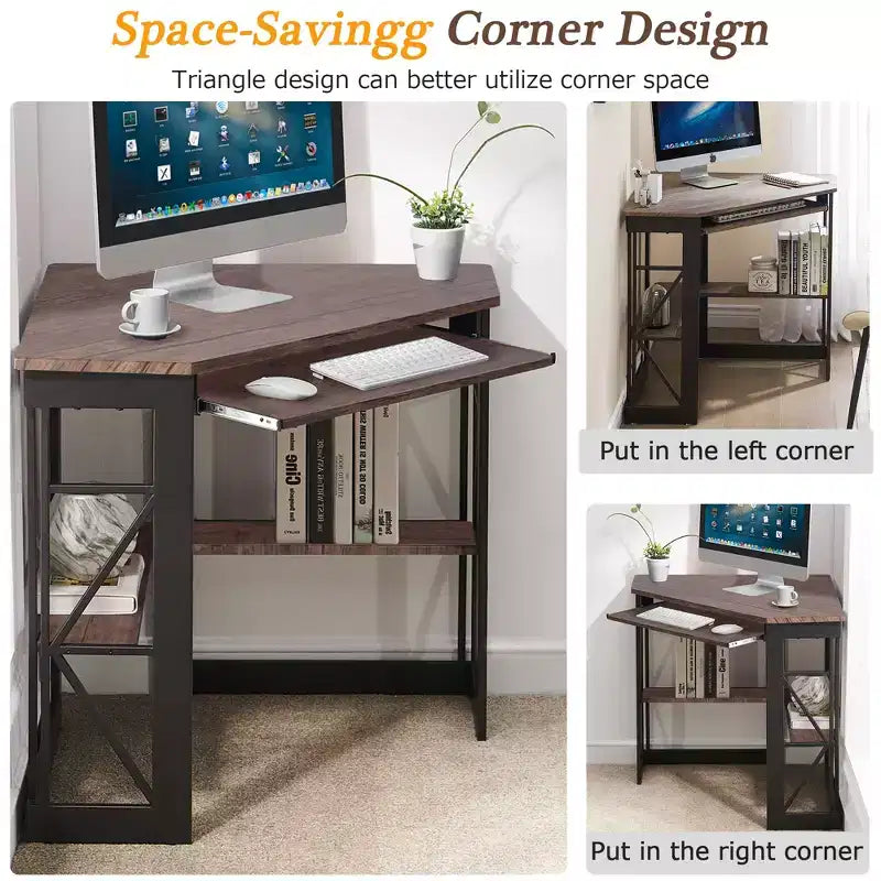41 in Corner Computer Desk with Storage Shelves & Charging Station, Gamer Desk, Modern Computer Desk for Home Office Workstation