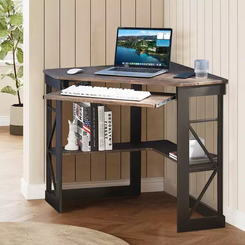 41 in Corner Computer Desk with Storage Shelves & Charging Station, Gamer Desk, Modern Computer Desk for Home Office Workstation