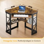 41 in Corner Computer Desk with Storage Shelves & Charging Station, Gamer Desk, Modern Computer Desk for Home Office Workstation