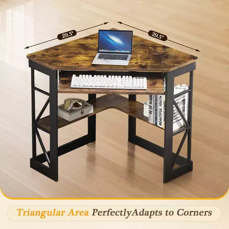 41 in Corner Computer Desk with Storage Shelves & Charging Station, Gamer Desk, Modern Computer Desk for Home Office Workstation