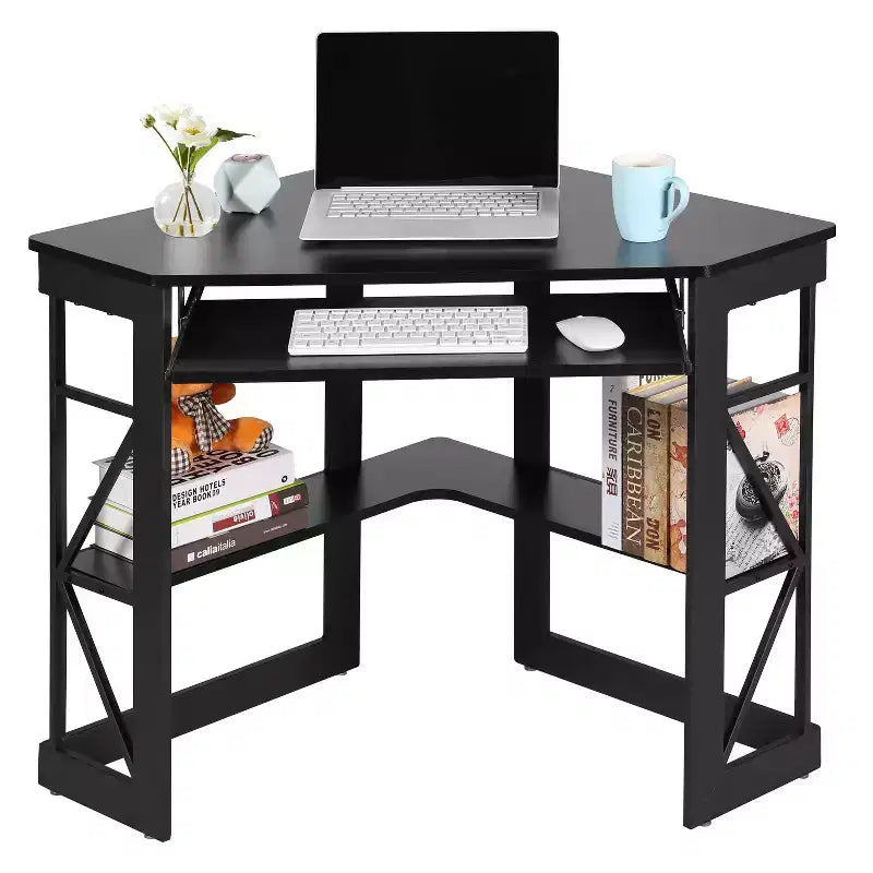 41 in Corner Computer Desk with Storage Shelves & Charging Station, Gamer Desk, Modern Computer Desk for Home Office Workstation