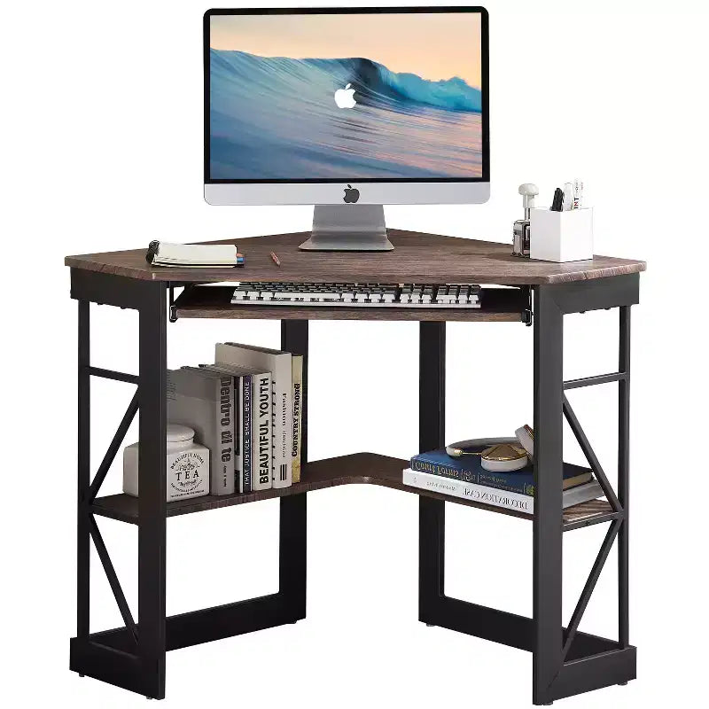 41 in Corner Computer Desk with Storage Shelves & Charging Station, Gamer Desk, Modern Computer Desk for Home Office Workstation