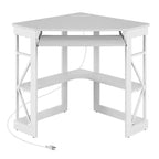 41 in Corner Computer Desk with Storage Shelves & Charging Station, Gamer Desk, Modern Computer Desk for Home Office Workstation