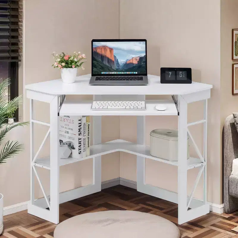 41 in Corner Computer Desk with Storage Shelves & Charging Station, Gamer Desk, Modern Computer Desk for Home Office Workstation
