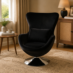 Armchair Upholstered Swivel Accent Club Chair for Living Room Bedroom - Black